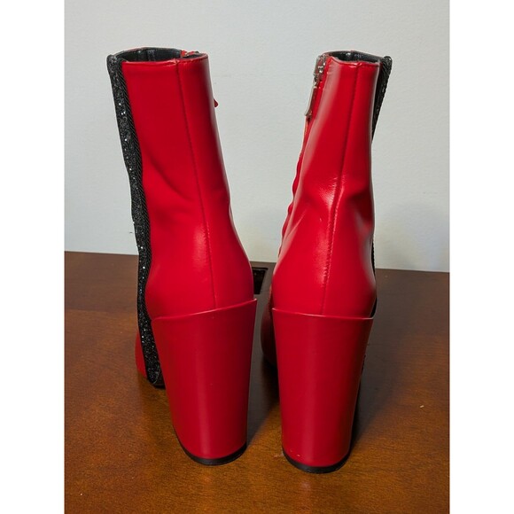 AMIRI Red Leather Ankle Boots Glitter Stripe Pointed Toe Made in Italy, sz 38/7 - Picture 12 of 12